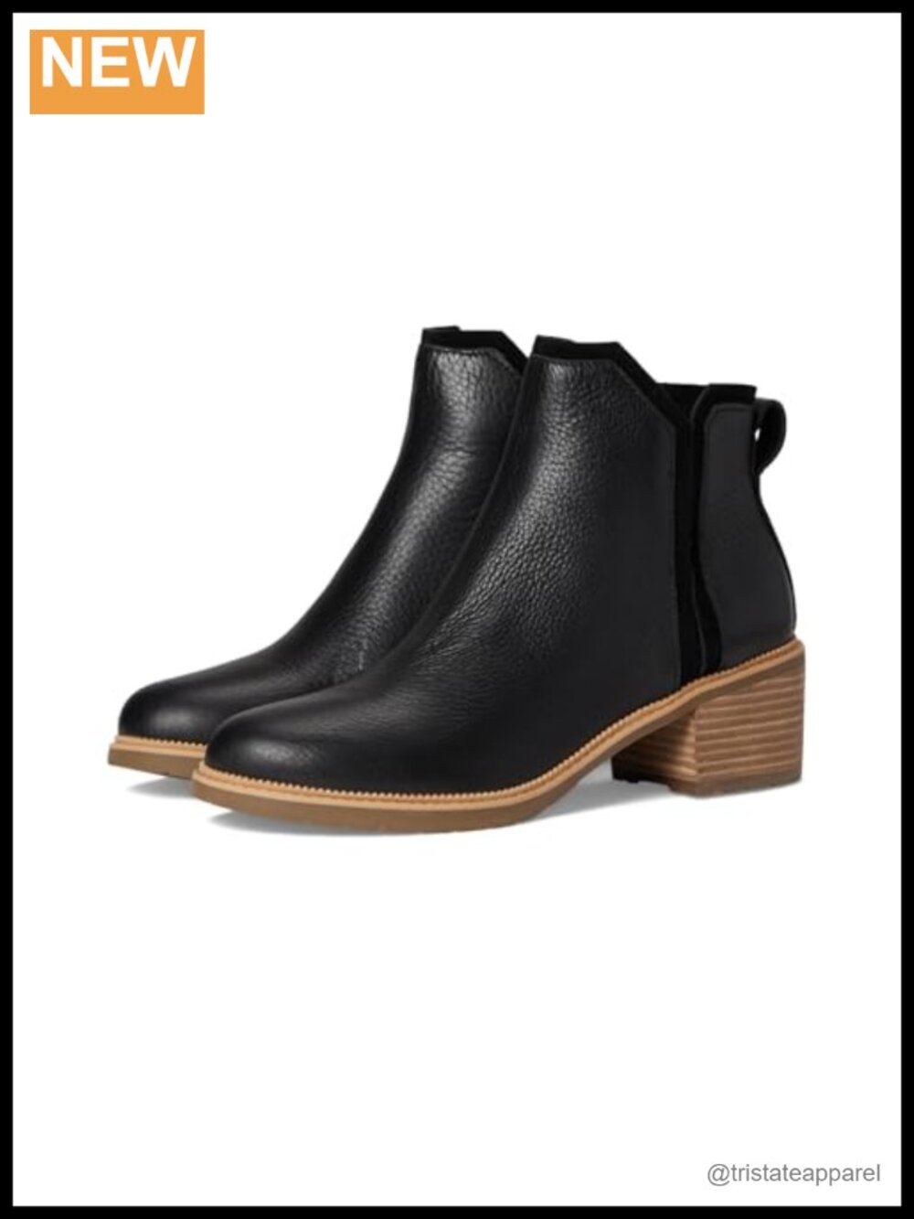 Water Resistant Leather Chelsea Ankle Boots Pull-On Block Heel